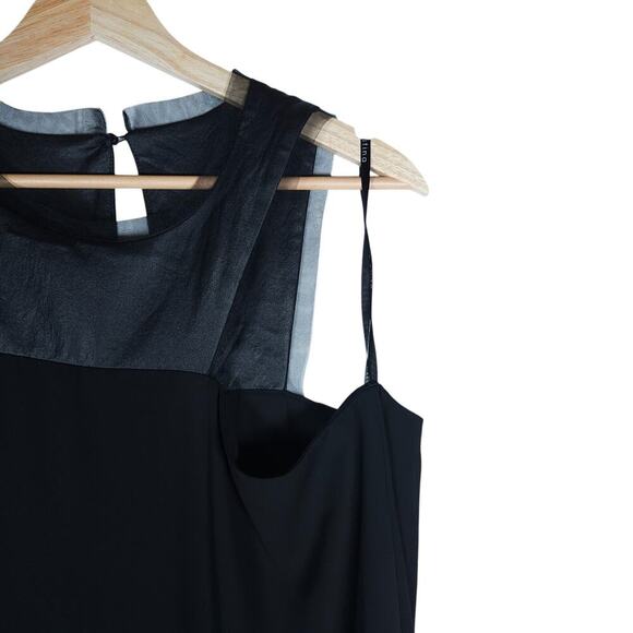 Atina Cristina Womens Tank Top M Black Asymmetrical Sheer Mesh Y2K Gothic Chic - Picture 2 of 15